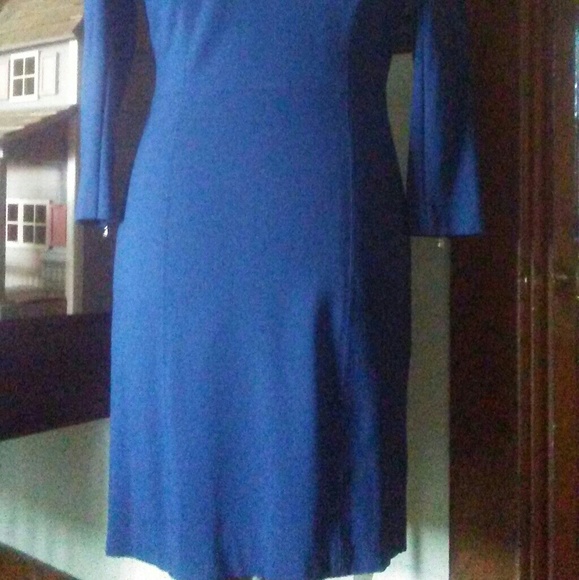 J Crew Cobalt Blue Fitted Long Sleeve Sheath Dress - Picture 2 of 8